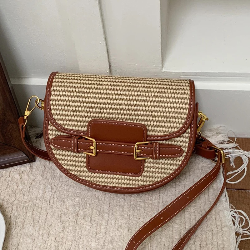 Luxury Bags England - England Style Mini Straw Saddle Bags