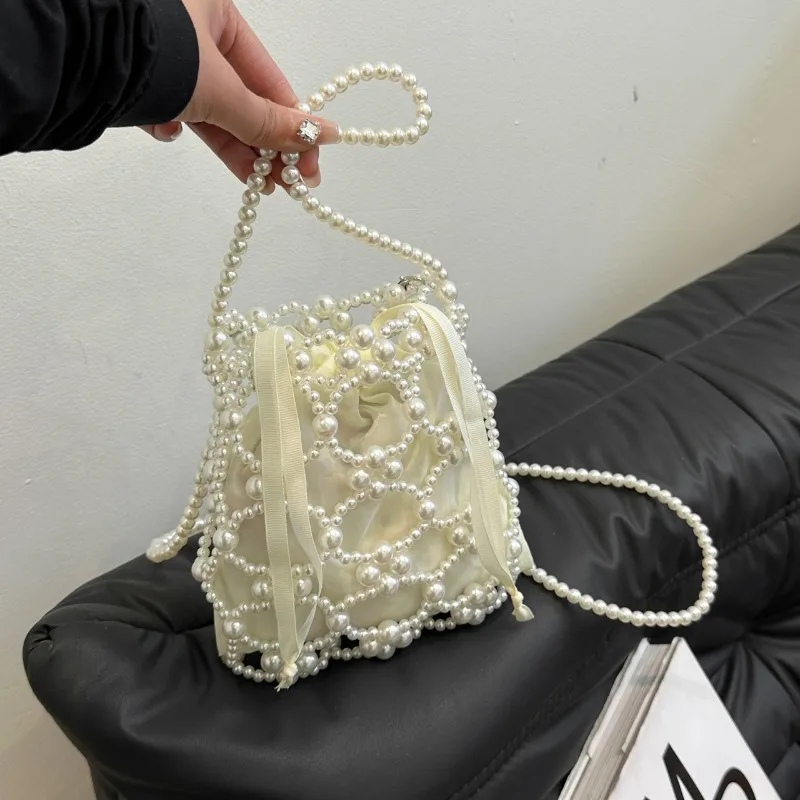 Beading White Bucket Shoulder  - đánh giá và giá Luxury Bags On Sales